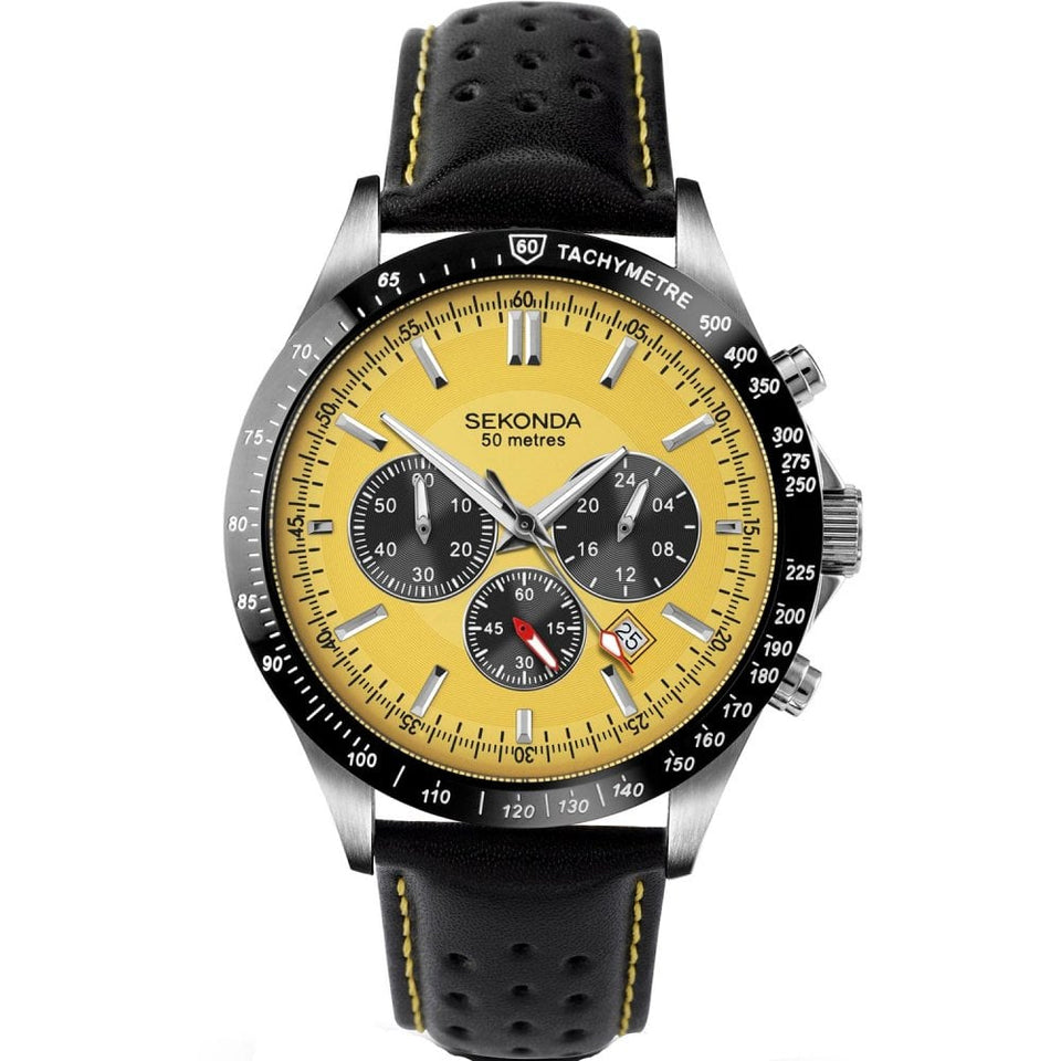 Sekonda Men's Chronograph 45mm Watch | Yellow Dial