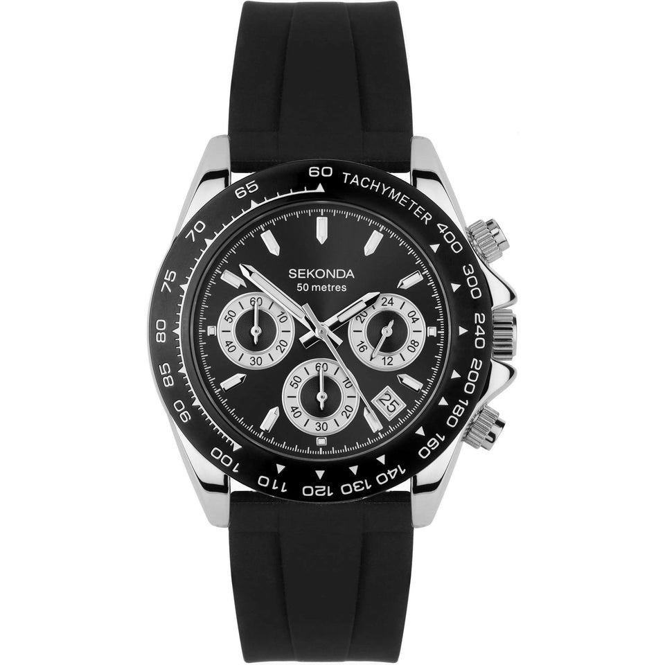 Sekonda Mens Circuit Chronograph Black Dial Strap Watch