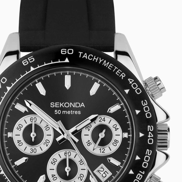 Sekonda Mens Circuit Chronograph Black Dial Strap Watch