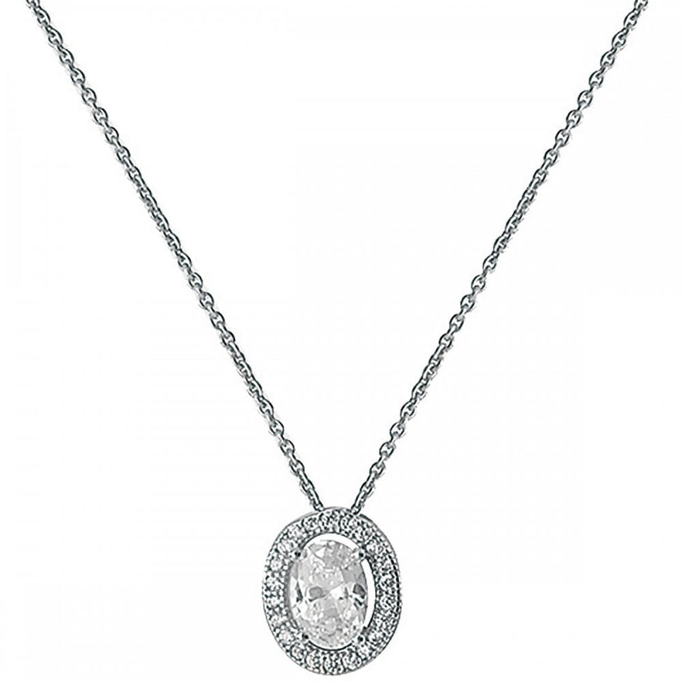 Francis & Gaye Silver Oval Stone Set Necklace