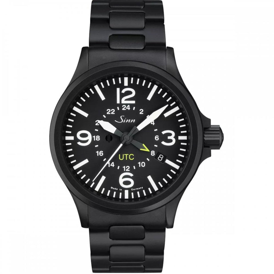 Sinn Men's 856 S UTC TEGIMENTED Black Steel Pilot Watch