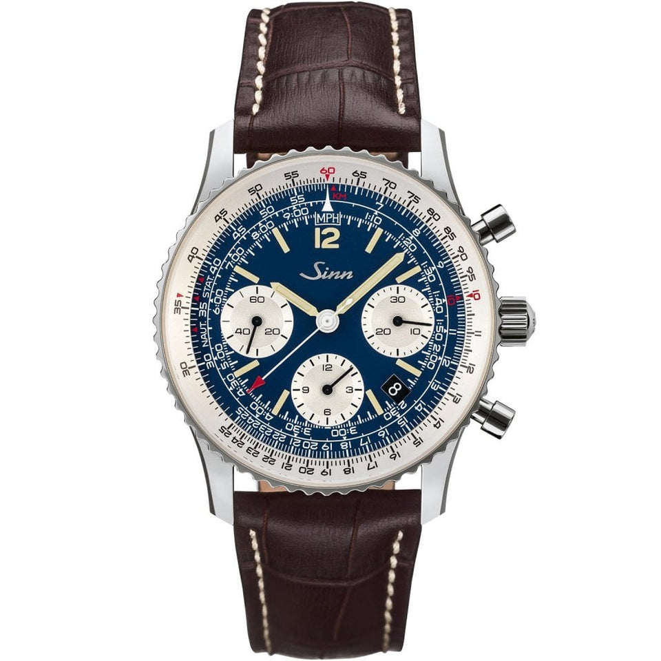 Sinn Men's 903 St BE II Navigation Brown Leather Chronograph Watch