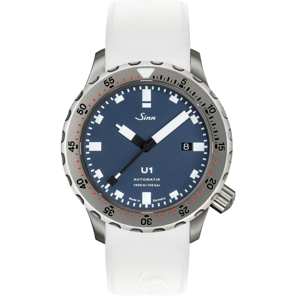 Sinn Men's U1 B Submarine Steel White Silicone Diver's Watch