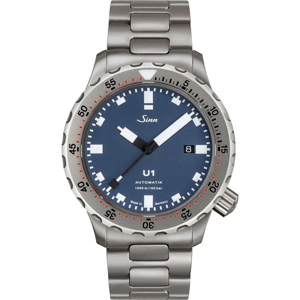 Sinn Men's U1 Blue Submarine Steel Diving Watch