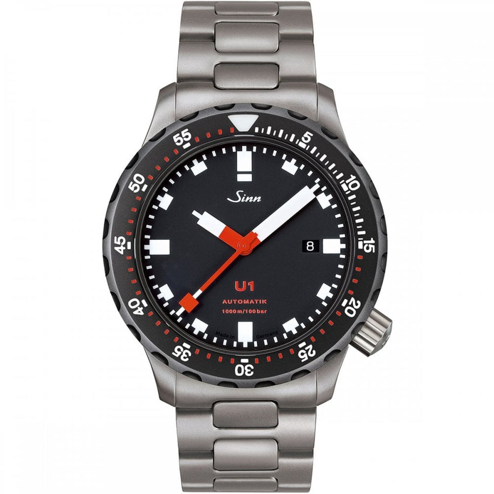 Sinn Men's U1 SDR Submarine Steel Diving Watch, H-Link