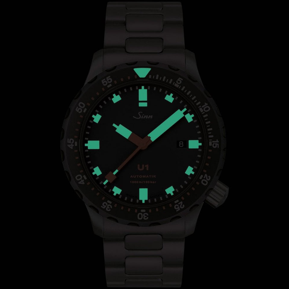 Sinn Men's U1 SDR Submarine Steel Diving Watch, H-Link