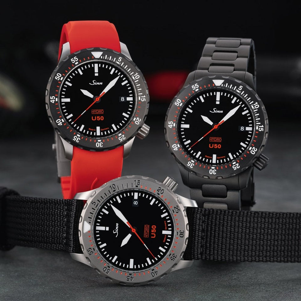 Sinn Men's U50 HYDRO Black Silicone Diving Watch