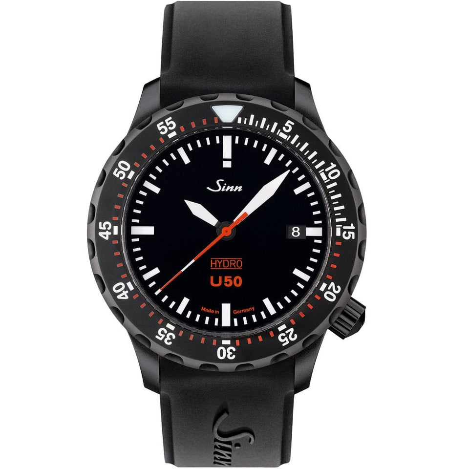 Sinn Men's U50 HYDRO S Black Silicone Diving Watch