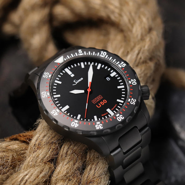 Sinn Men's U50 HYDRO S Black Steel Diving Watch