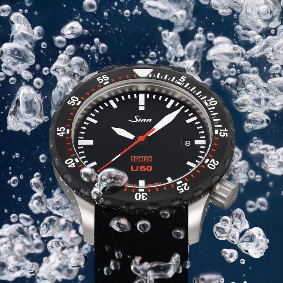 Sinn Men's U50 HYDRO SDR Black Silicone Diving Watch