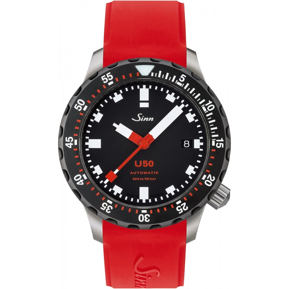 Sinn Men's U50 Red Silicone Diver's Watch