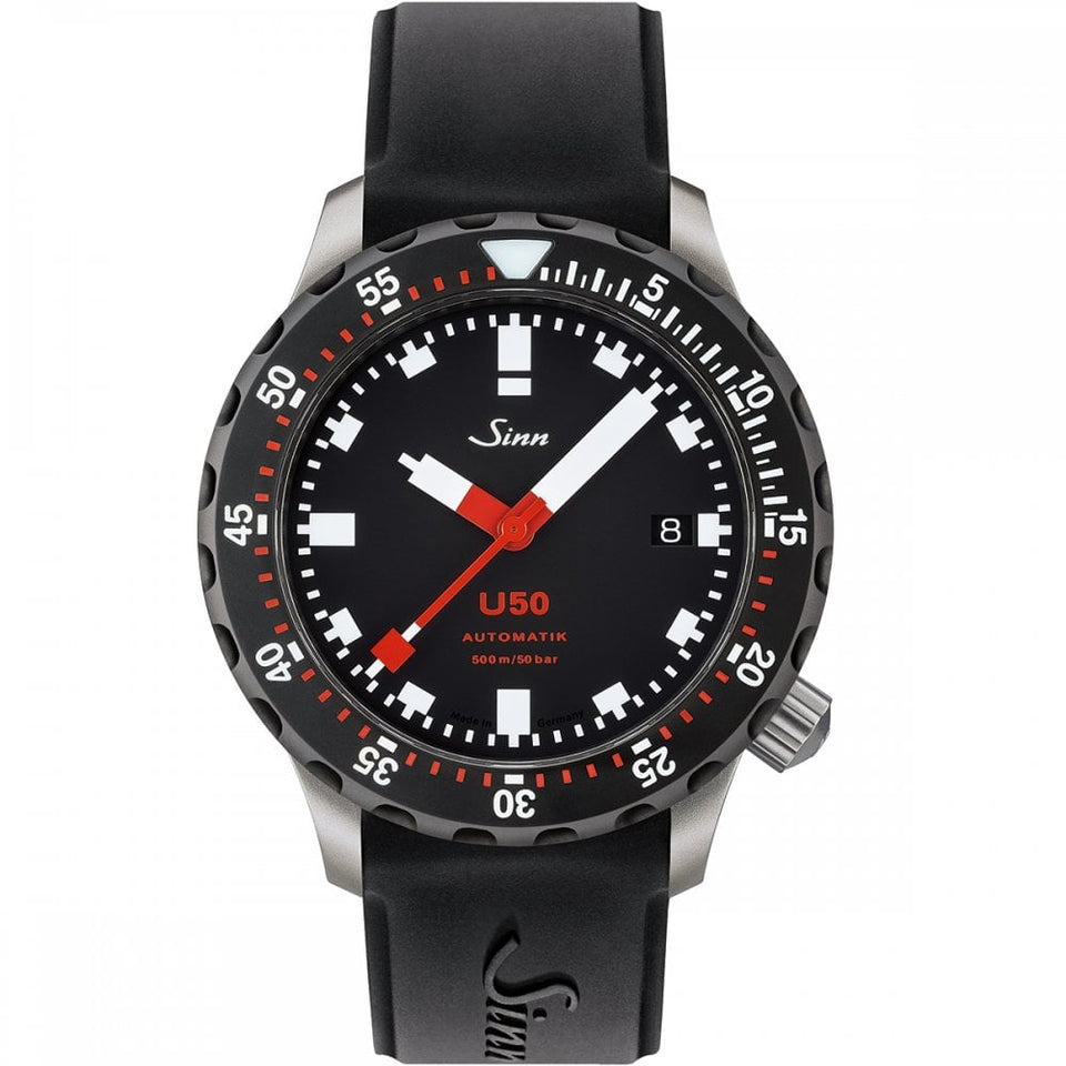 Sinn U50 SDR TEGIMENTED Black Silicone Diver's Watch