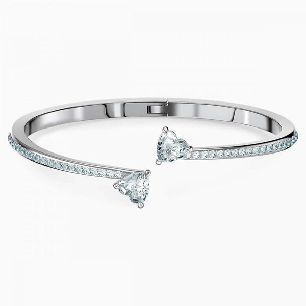 Swarovski Attract Soul | White | Rhodium Plated Heart Bangle