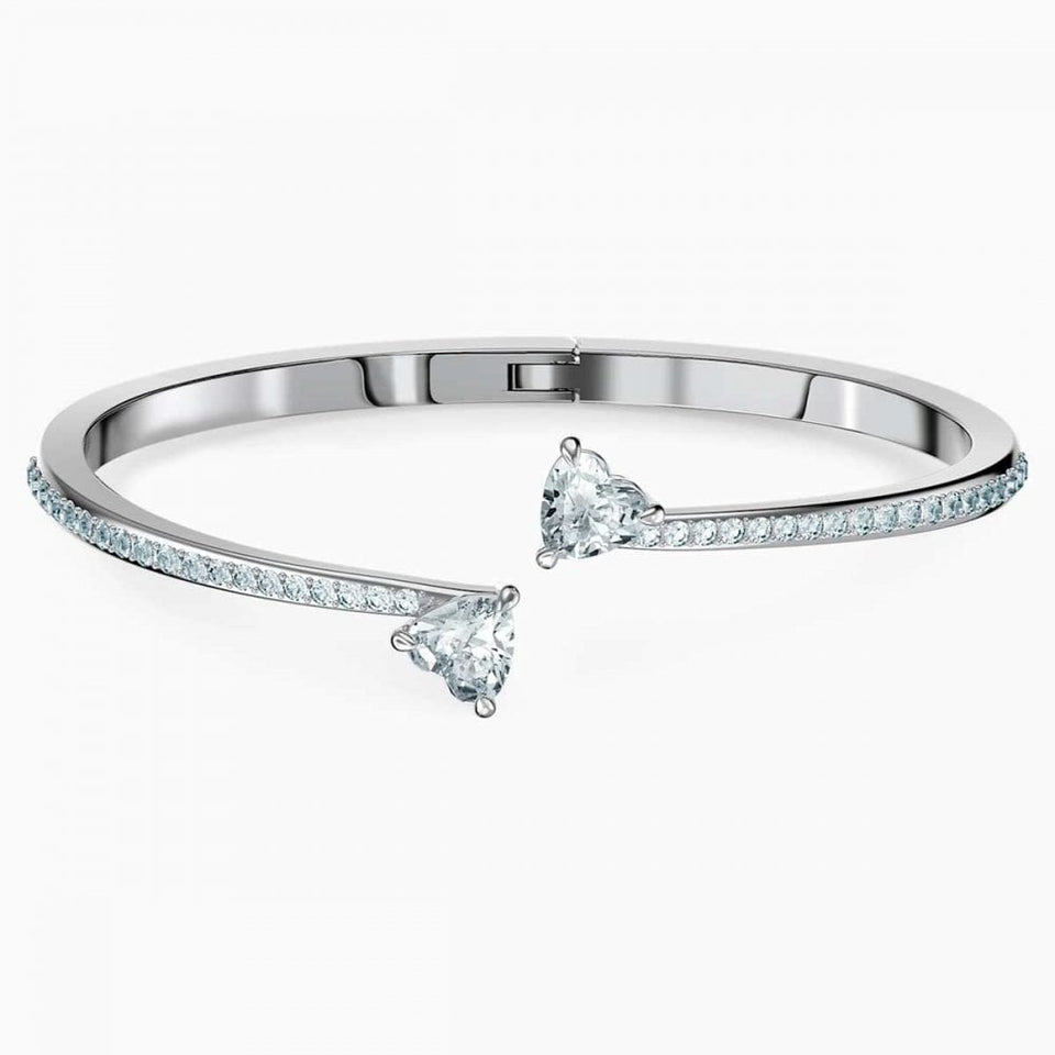 Swarovski Attract Soul | White | Rhodium Plated Heart Bangle