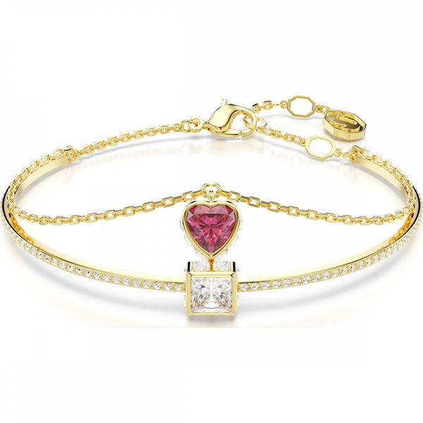 Swarovski Chroma Gold Plated Red Heart Bangle