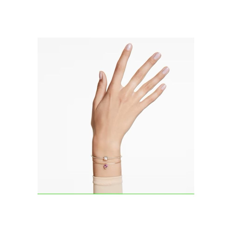 Swarovski Chroma Gold Plated Red Heart Bangle