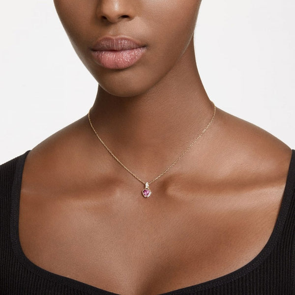 Swarovski Chroma Gold Plated Red Heart Necklace