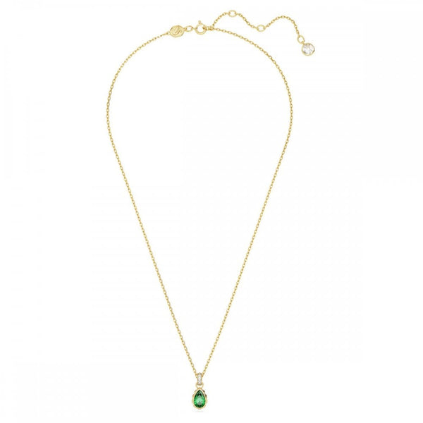Swarovski Chroma Pear Cut Gold Plated Green Necklace
