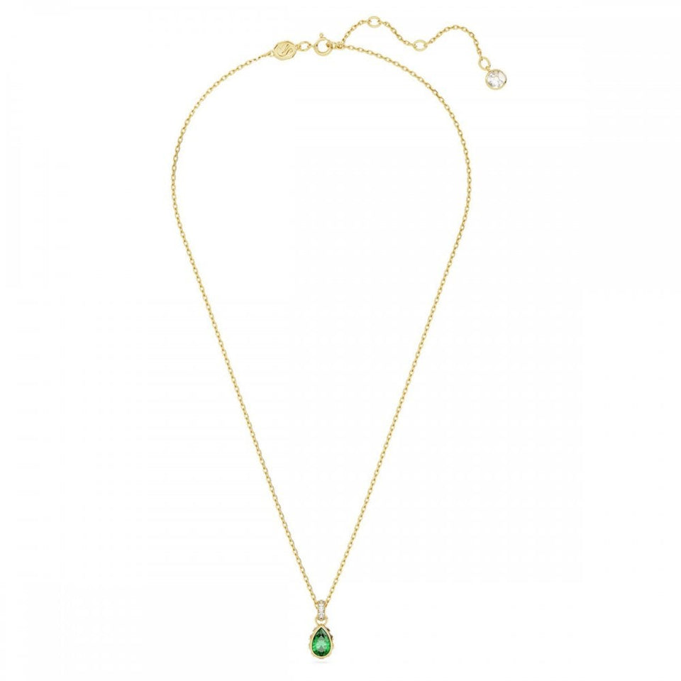 Swarovski Chroma Pear Cut Gold Plated Green Necklace