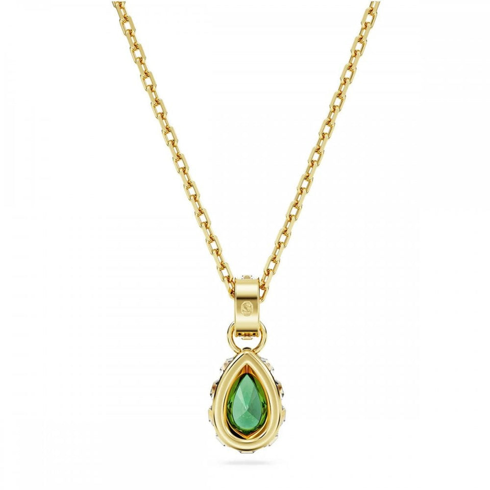 Swarovski Chroma Pear Cut Gold Plated Green Necklace