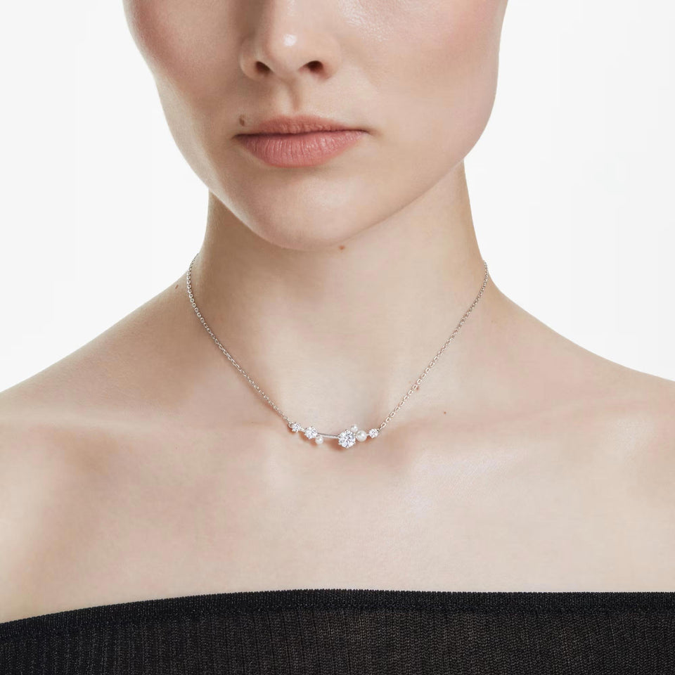 Swarovski Constella Mixed Stone Set & Pearl Slider Necklace