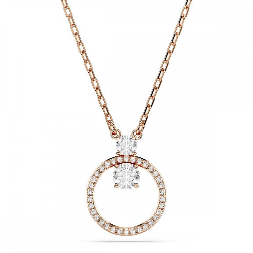 Swarovski Constella Round Cut Rose Gold Plated Circle Necklace