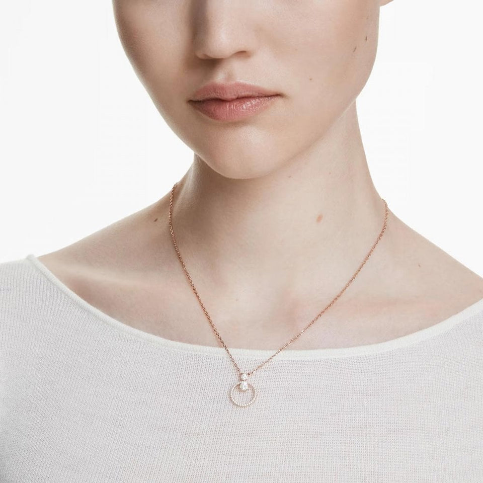 Swarovski Constella Round Cut Rose Gold Plated Circle Necklace