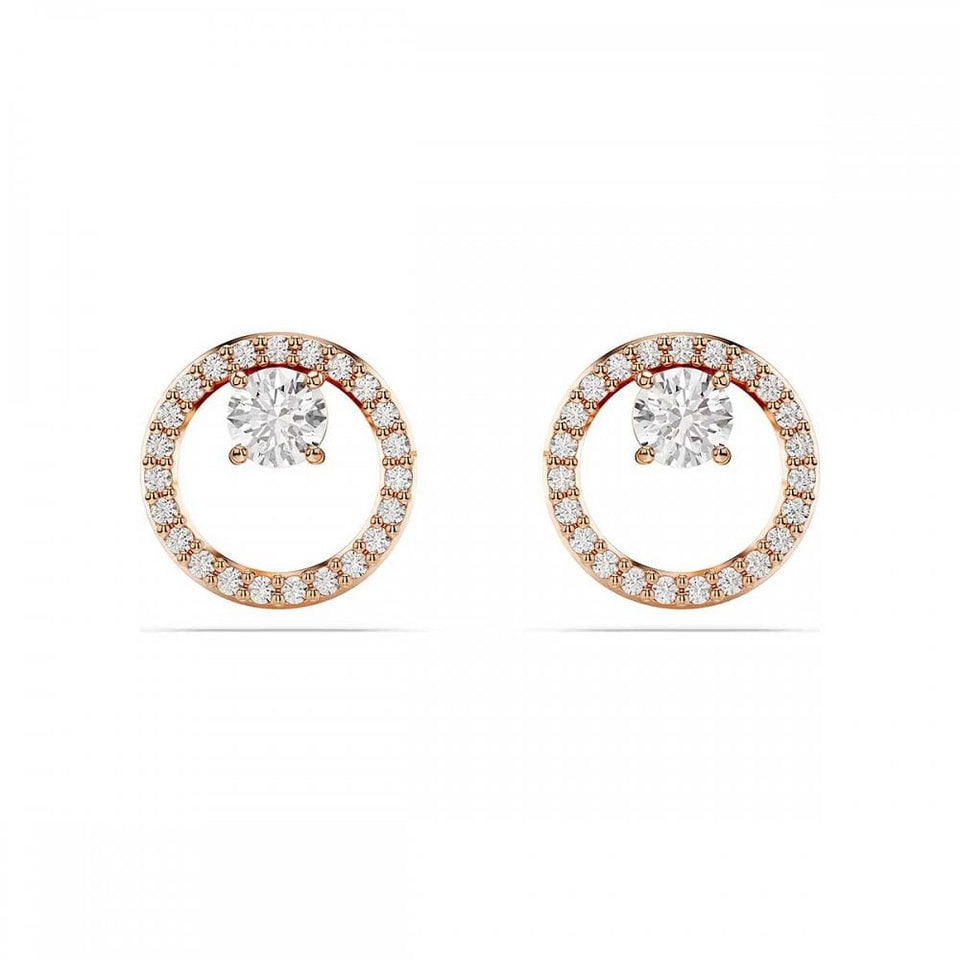 Swarovski Constella Round Cut Rose Gold Plated Stud Earrings