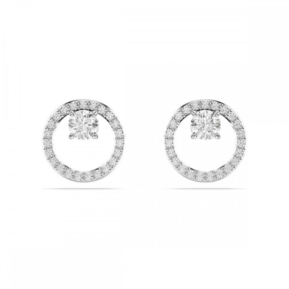 Swarovski Constella Round Cut Stone Set Circle Stud Earrings
