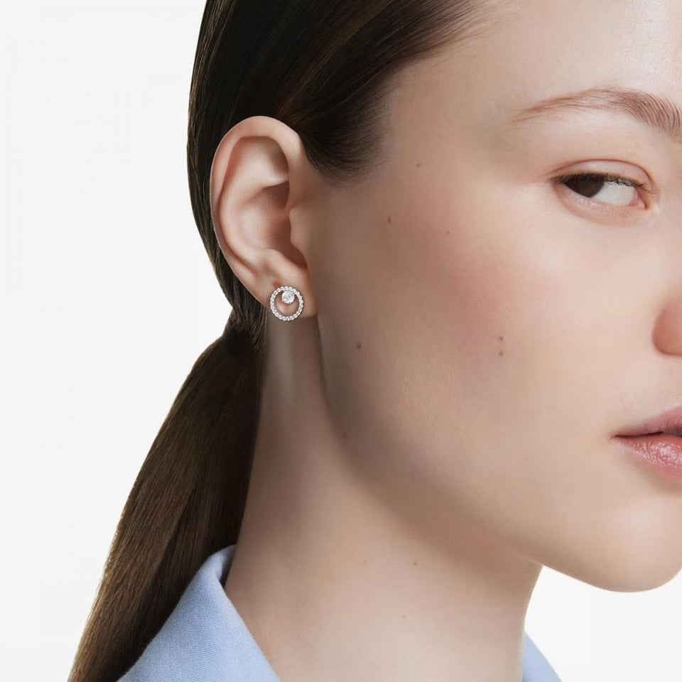 Swarovski Constella Round Cut Stone Set Circle Stud Earrings