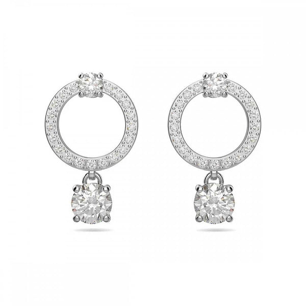 Swarovski Constella Round Cut Stone Set Drop Hoop Earrings