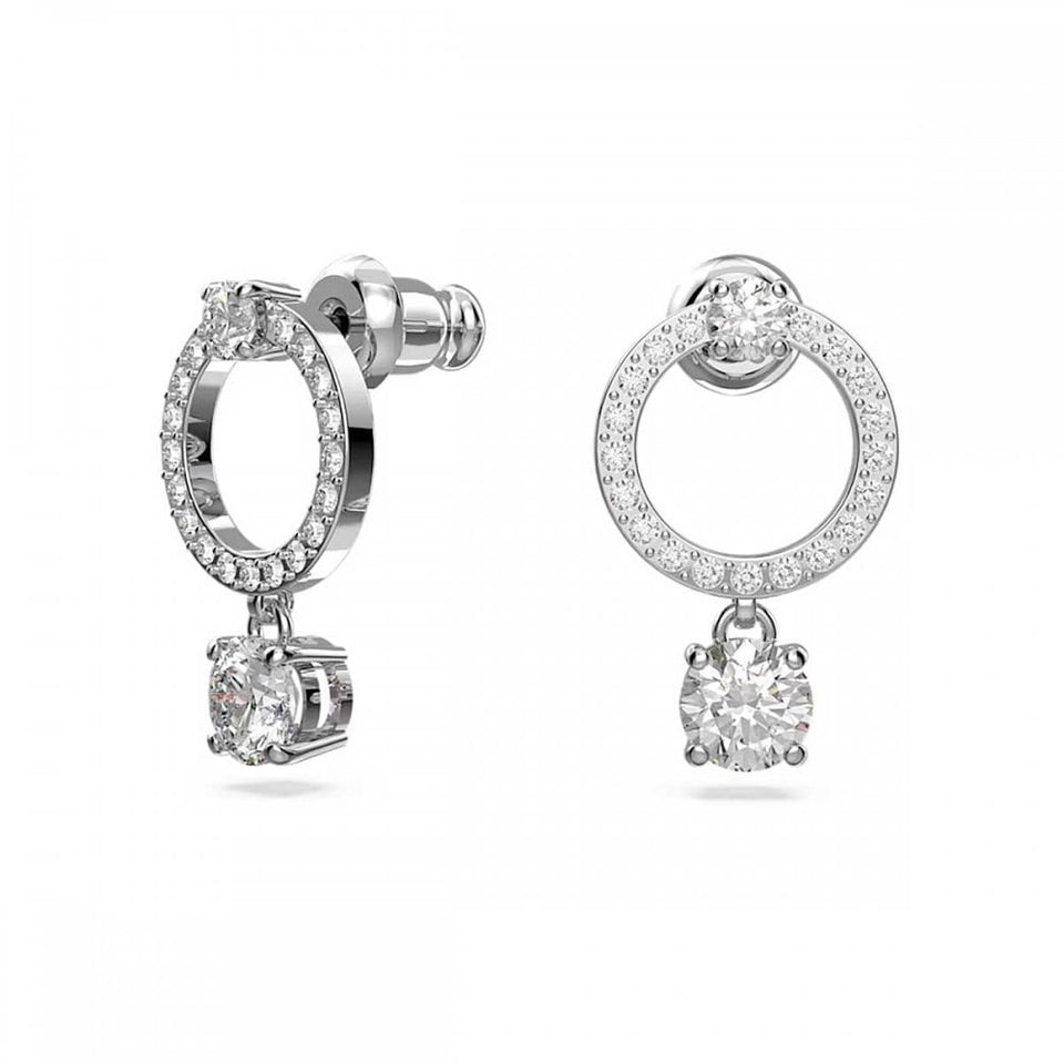 Swarovski Constella Round Cut Stone Set Drop Hoop Earrings