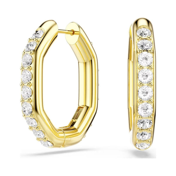 Swarovski Dextera Gold Tone Stone Set Octagon Hoops
