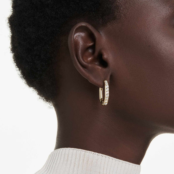 Swarovski Dextera Gold Tone Stone Set Octagon Hoops
