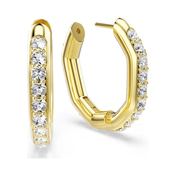 Swarovski Dextera Gold Tone Stone Set Octagon Hoops