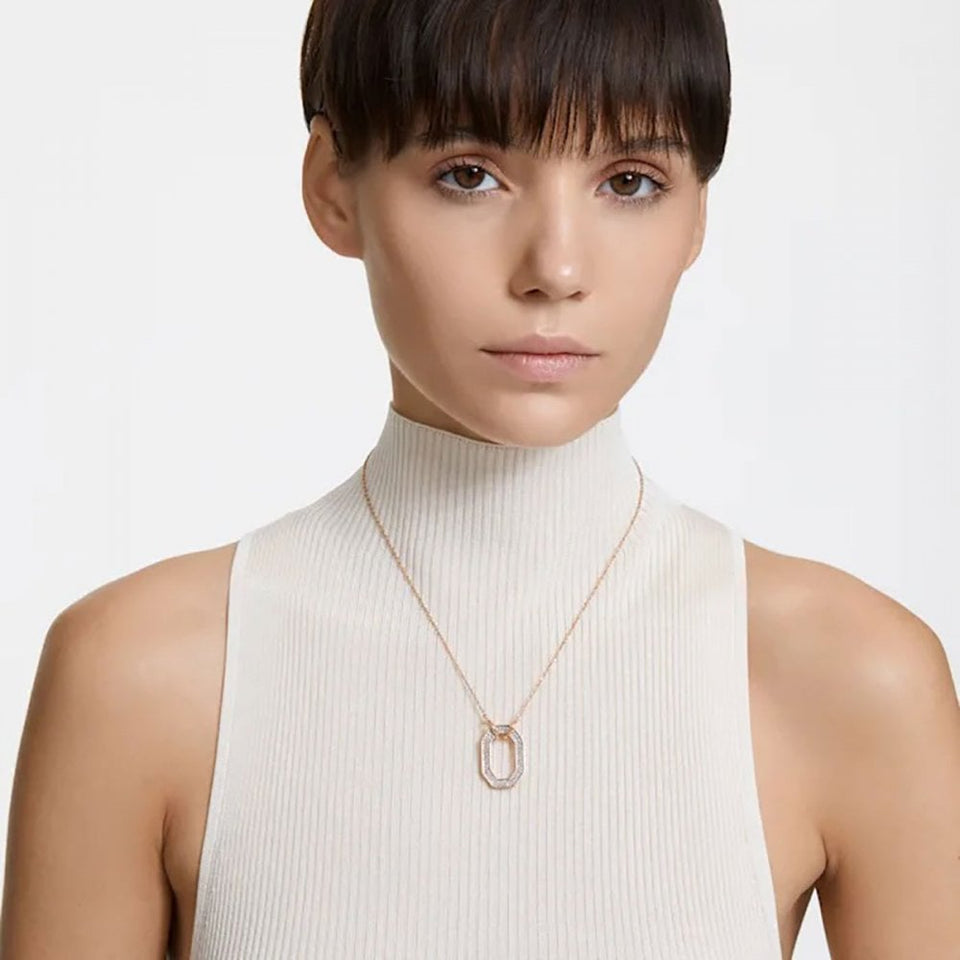 Swarovski Dextera Octagon Cut Rose Gold Plated Necklace