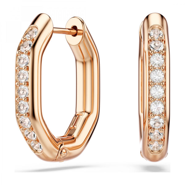 Swarovski Dextera Rose Tone Octagon Hooped Earrings