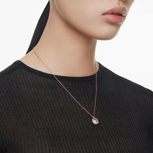 Swarovski Dextera Round Cut Rose Gold Plated Necklace