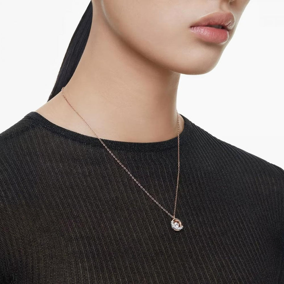 Swarovski Dextera Round Cut Rose Gold Plated Necklace
