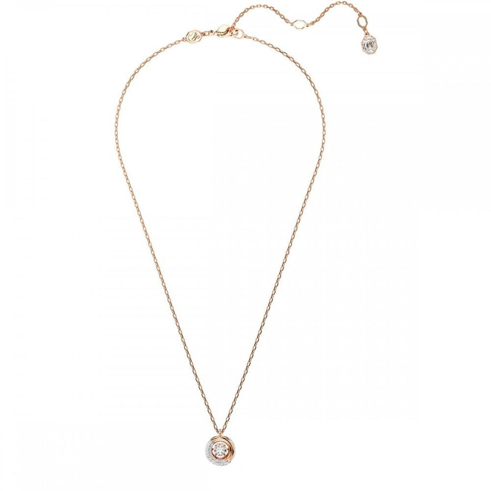 Swarovski Dextera Round Cut Rose Gold Plated Necklace