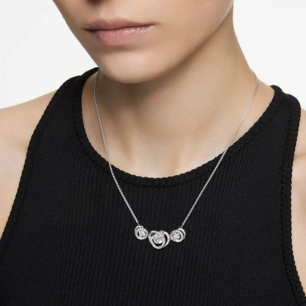 Swarovski Generation Triple Stone Set Interlocking Circle Necklace