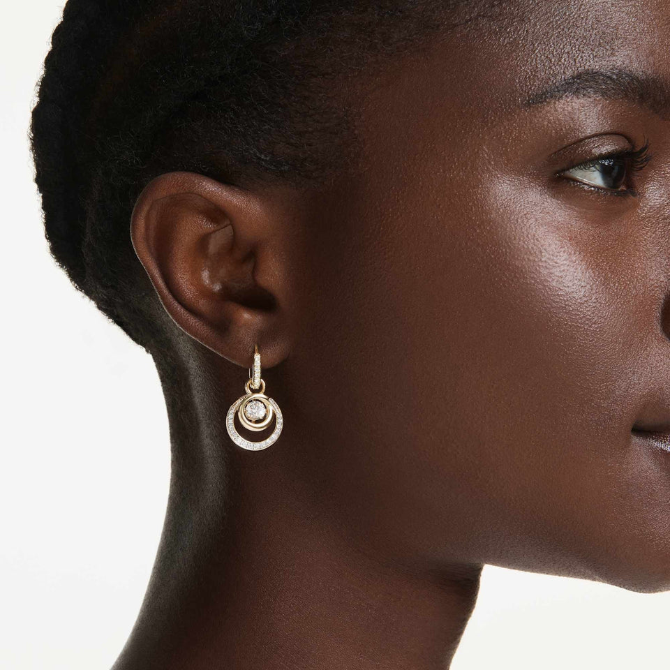 Swarovski Hyperbola Gold Tone Circles Earring Drops