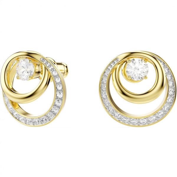 Swarovski Hyperbola Gold Tone Circles Earring Studs