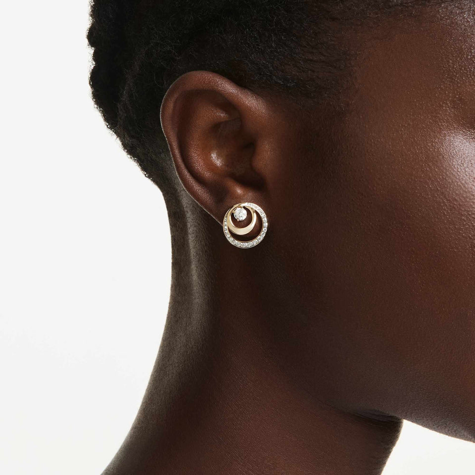 Swarovski Hyperbola Gold Tone Circles Earring Studs