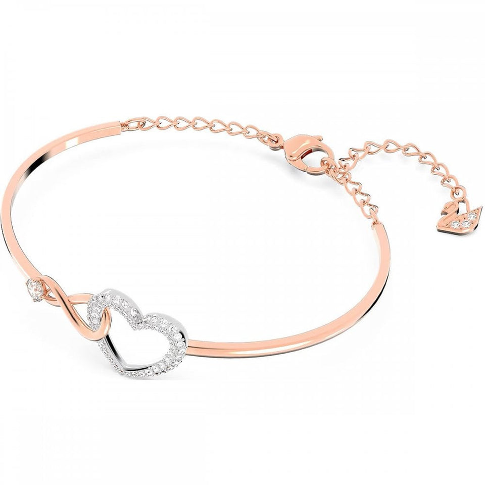 Swarovski Hyperbola Infinity & Heart Rose Gold Plated Bangle Bracelet