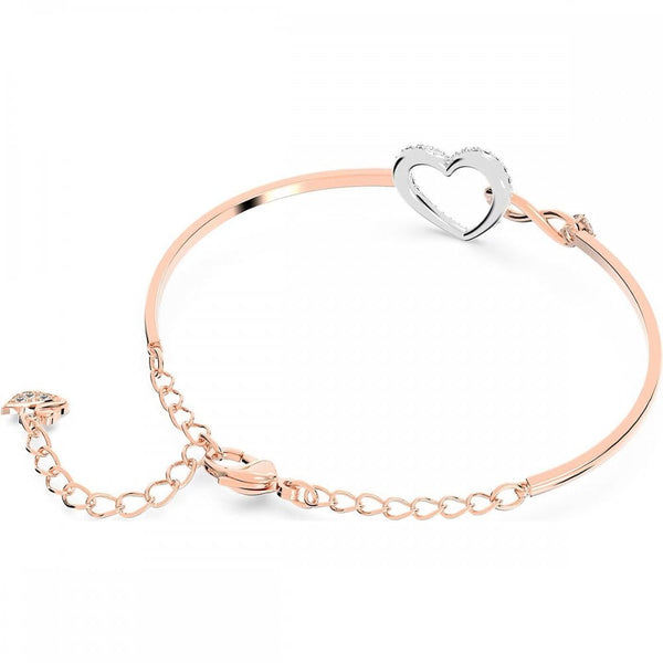 Swarovski Hyperbola Infinity & Heart Rose Gold Plated Bangle Bracelet