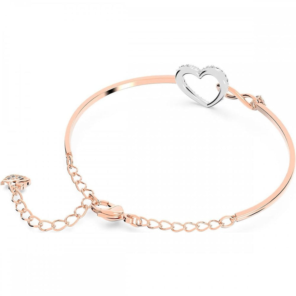 Swarovski Hyperbola Infinity & Heart Rose Gold Plated Bangle Bracelet