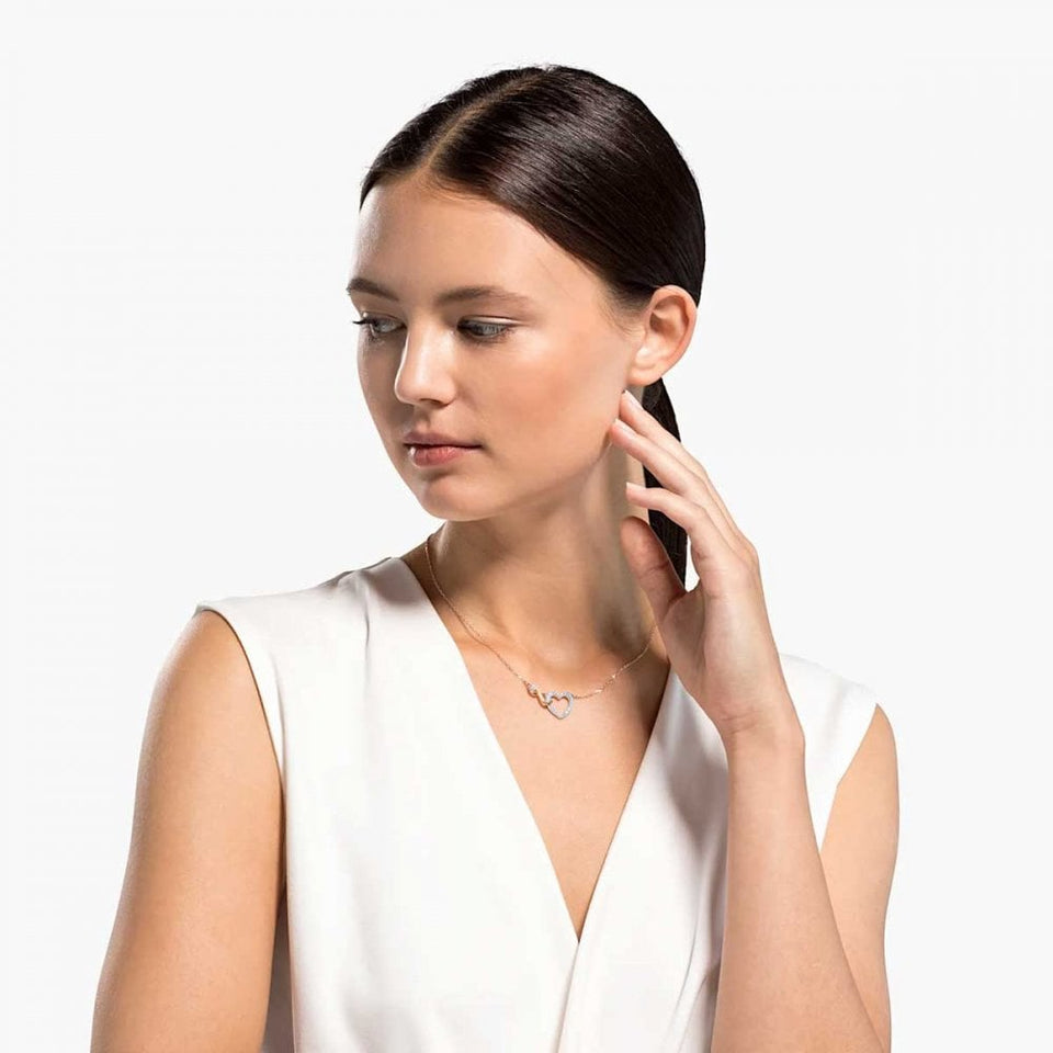 Swarovski Hyperbola Infinity & Heart Rose Gold Plated Necklace