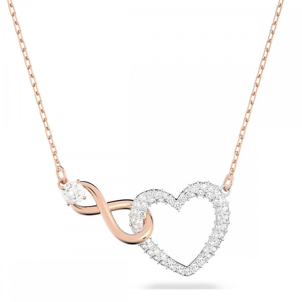 Swarovski Hyperbola Infinity & Heart Rose Gold Plated Necklace