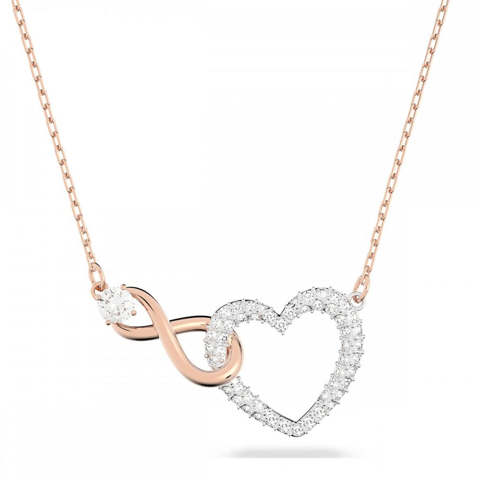 Swarovski Hyperbola Infinity & Heart Rose Gold Plated Necklace